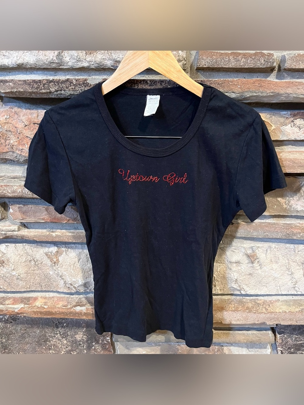 Y2K Black Billy Joel 'Uptown Girl' Short Sleeve Cropped Tee
